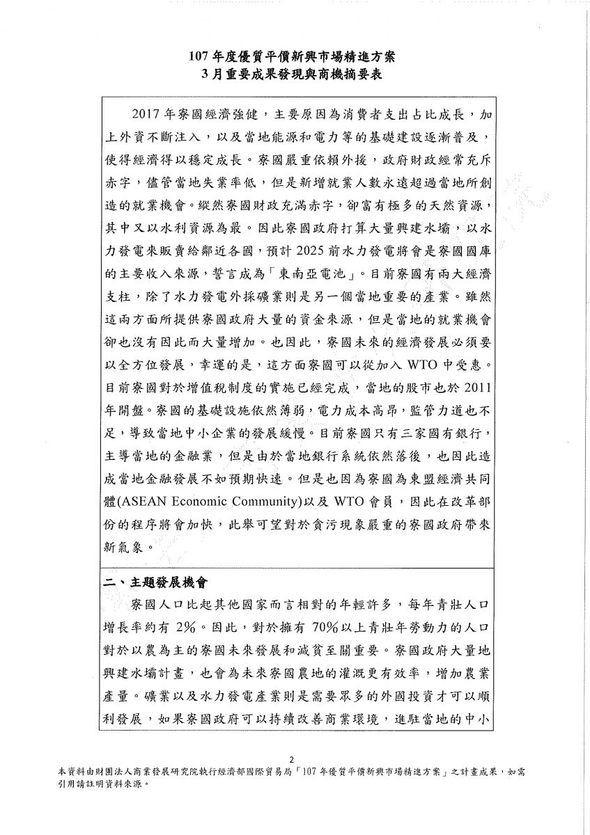 優質平價新興市場精進方案